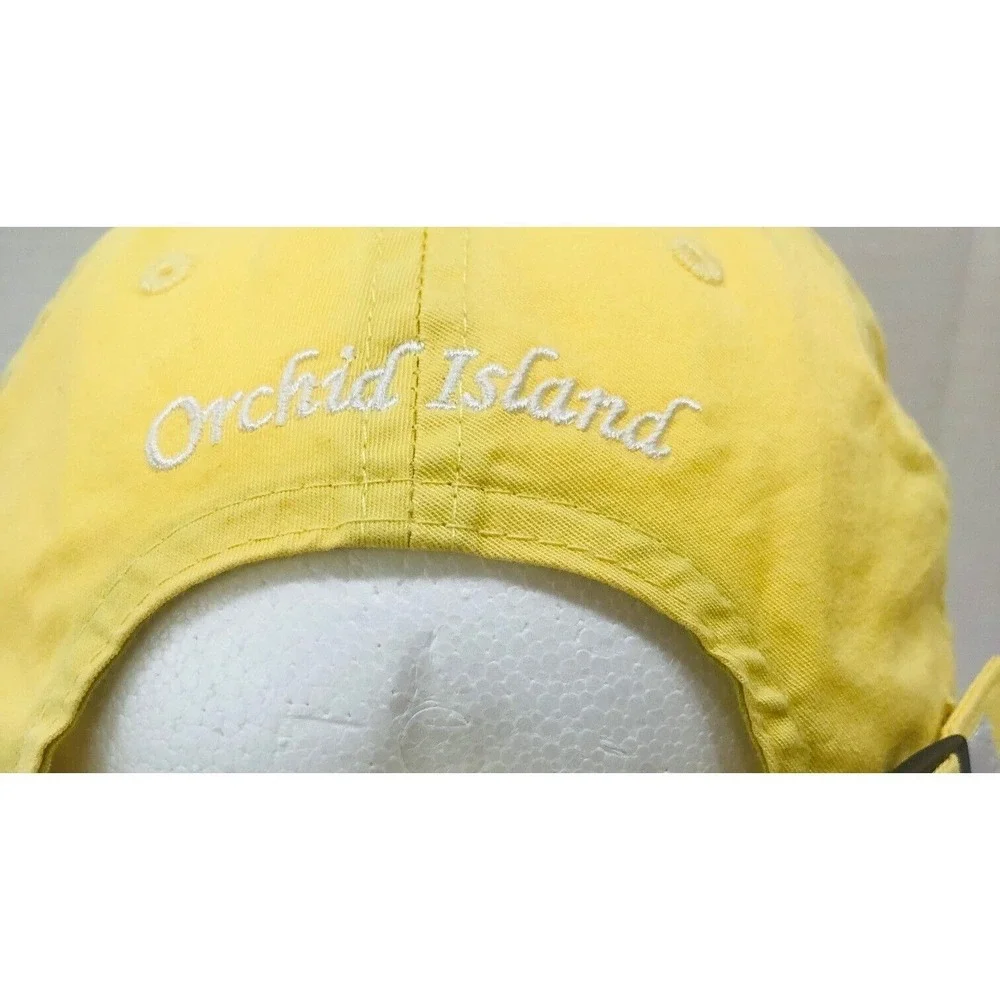Orchid Island Womens Yellow Golf Hat Cap OS‎ Embroidered White Pelican Cup 2012